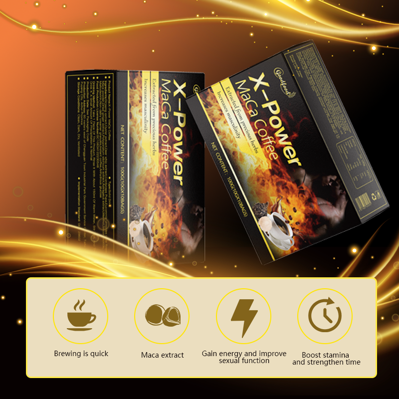 Café Instantáneo de Chocolate con Energía Man X Power para Hombres Marca Privada Riñón Maca Ginseng Suplemento Dietético Fruta Aumento de la Vitalidad