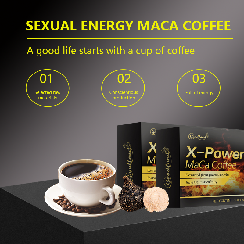 Café Instantáneo de Chocolate con Energía Man X Power para Hombres Marca Privada Riñón Maca Ginseng Suplemento Dietético Fruta Aumento de la Vitalidad