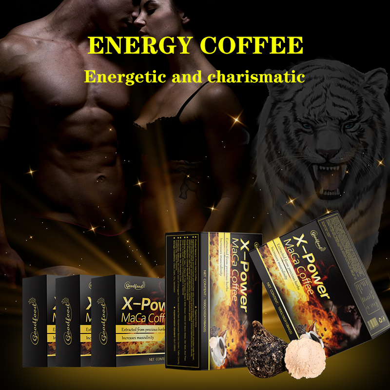 Café Instantáneo de Chocolate con Energía Man X Power para Hombres Marca Privada Riñón Maca Ginseng Suplemento Dietético Fruta Aumento de la Vitalidad