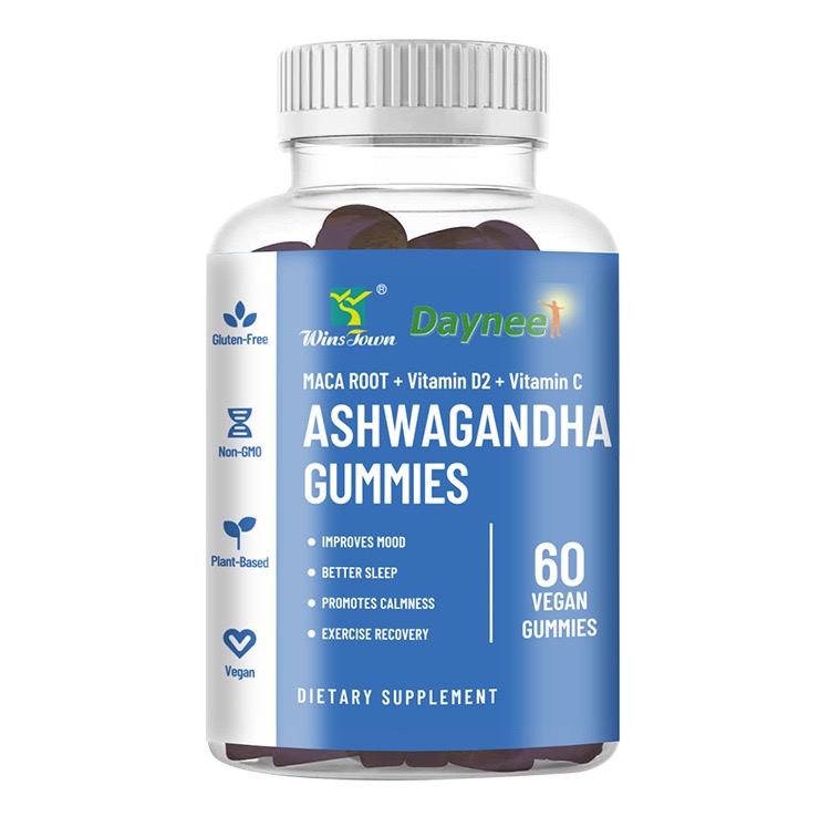 C&aacute;psulas de Ashwagandha de Marca Privada para Alivio del Estr&eacute;s en Adultos, Suplementos Antiansiedad y para Dormir, Gominolas de Extracto de Ra&iacute;z