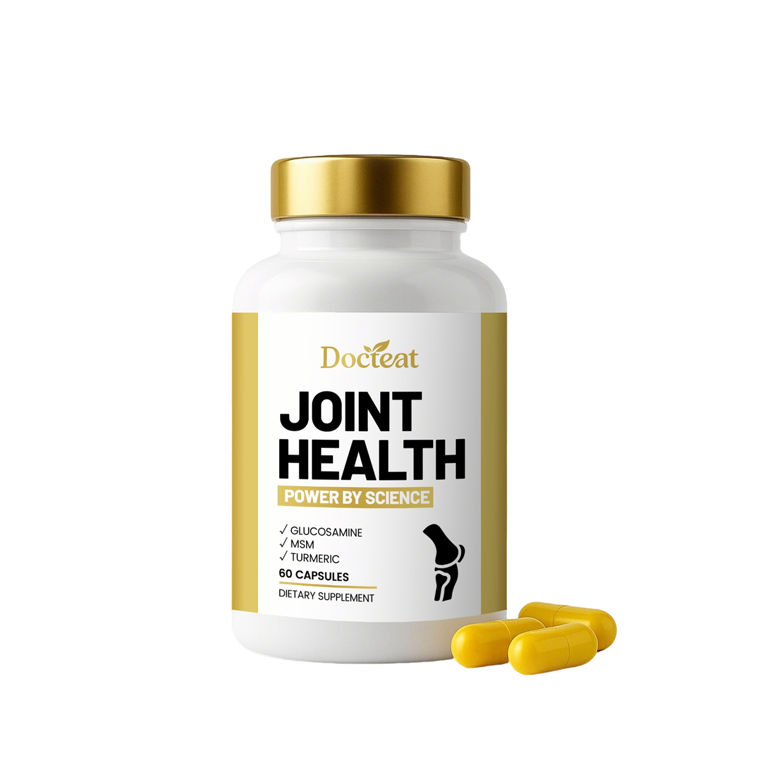 Suplemento de apoyo para la salud articular con glucosamina y c&uacute;rcuma para hombres - C&aacute;psulas diet&eacute;ticas para movilidad y flexibilidad