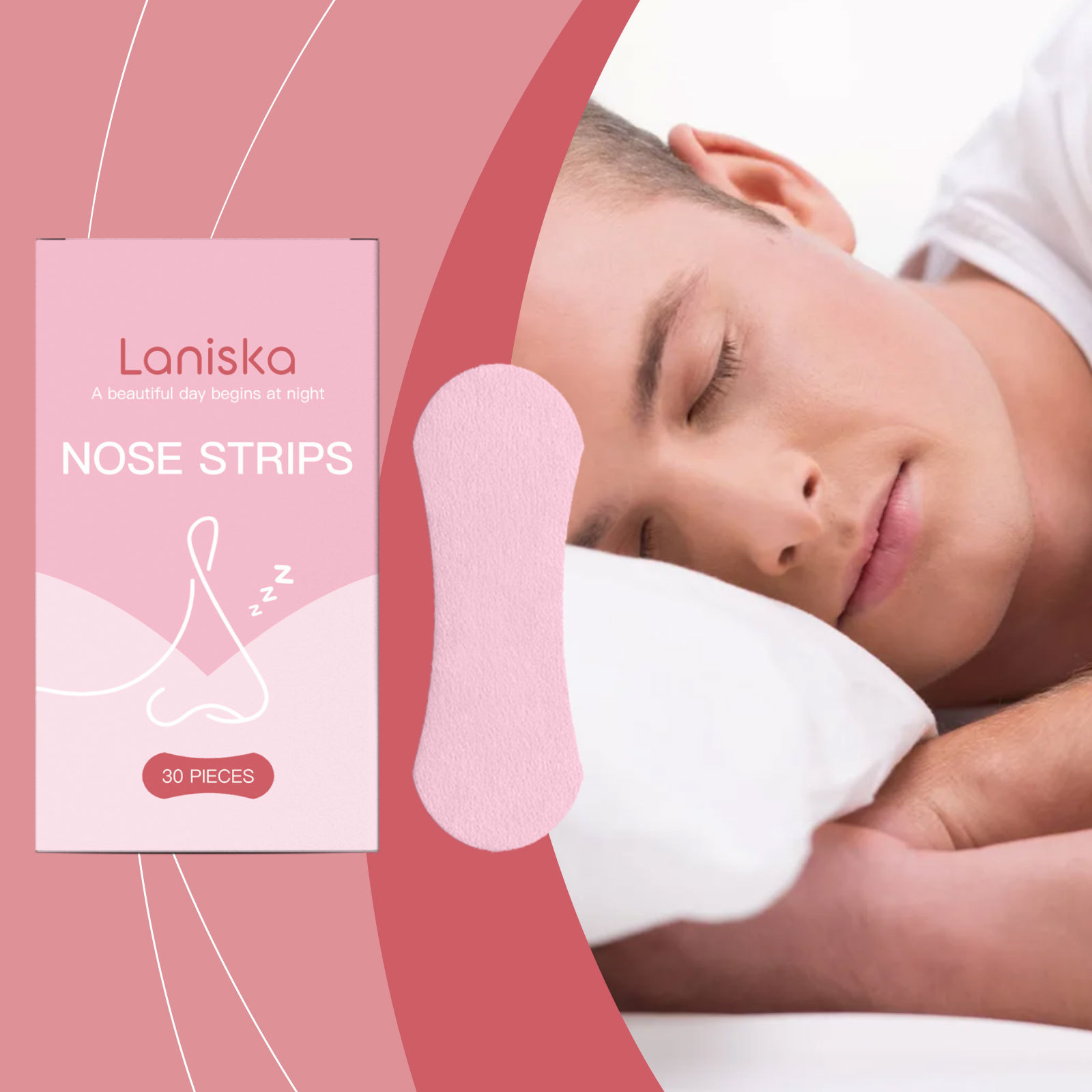 Tiras Nasales para Dormir Para el Cuidado Corporal - cuidado suave por la noche sue&ntilde;o tranquilo y c&oacute;modo Parche Nasal de Envase B&aacute;sico