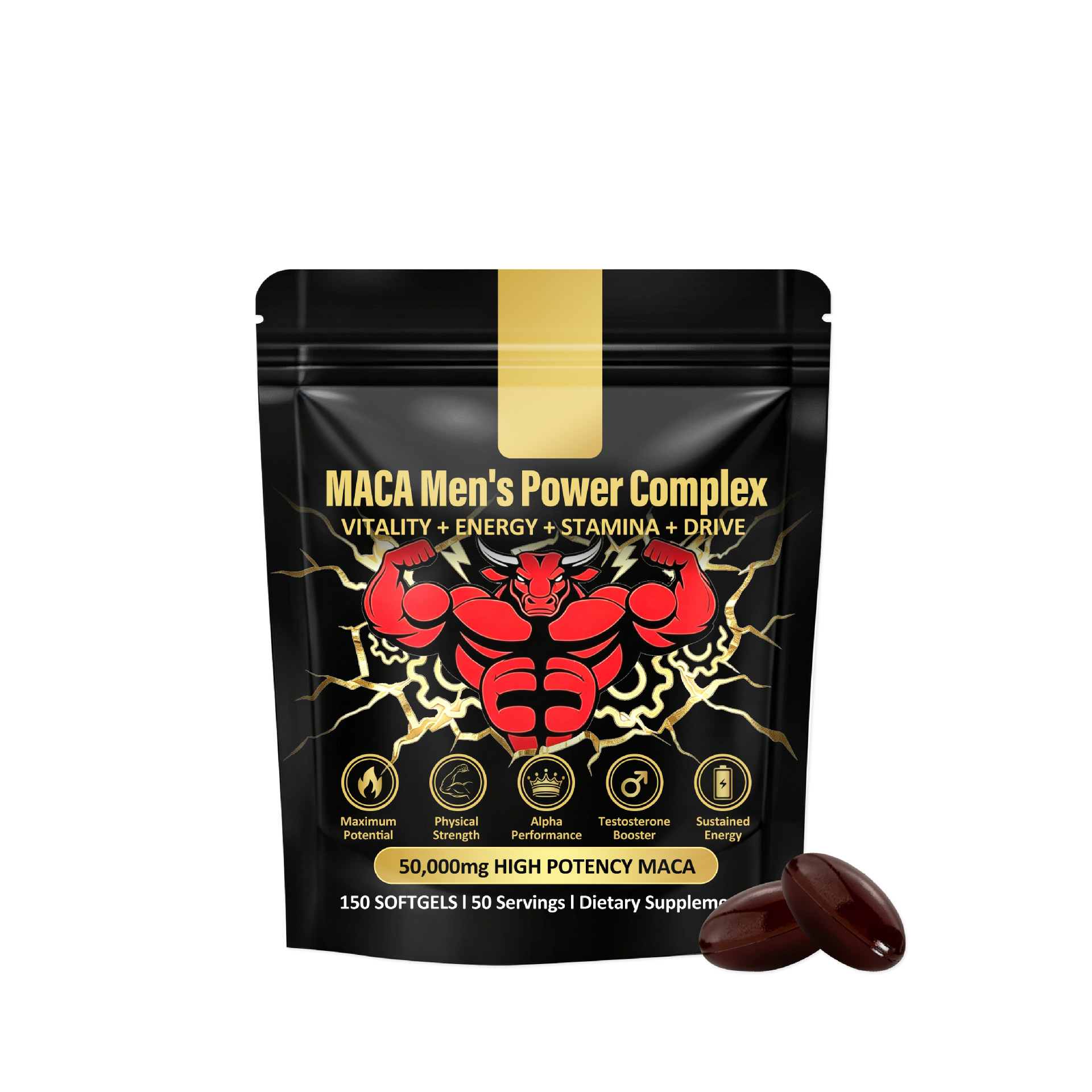 C&aacute;psulas blandas premium de f&aacute;cil degluci&oacute;n con complejo natural de ra&iacute;z de maca para nutrici&oacute;n diet&eacute;tica diaria